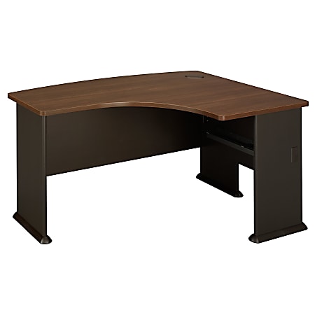 Bush Office Advantage L-Shaped Bow-Front Desk, 60"W x 43"D, Right Handed, Sienna Walnut/Bronze, Premium Installation