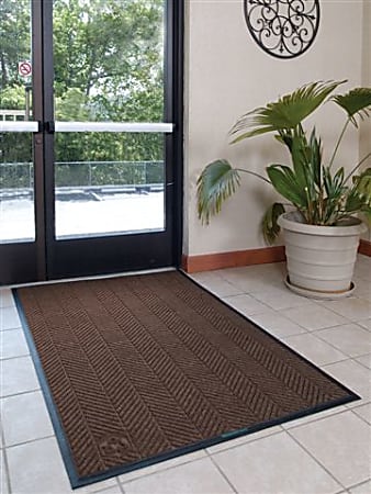 M+A Matting WaterHog Floor Mat, Max Herringbone, 3' x 10', Chestnut Brown