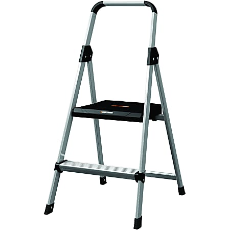 Louisville 2' Steel Type II Step Stool - 2 Step - 225 lb Load Capacity - 18.5" x 24" x 38.5" - Aluminum