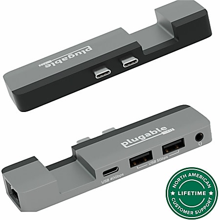 Plugable 5-in-1 USB C Hub Multiport Adapter for MacBook Pro 14/16 Inch and Macbook Air M2, designed  - AMS5IN1E