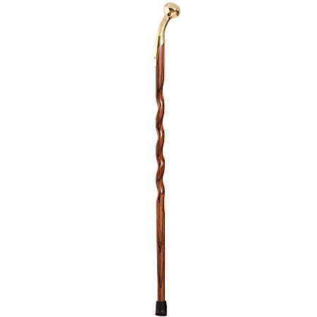 Brazos Walking Sticks™ Twisted Oak Wood Cane With Brass Hame-Top Handle, 40", Red