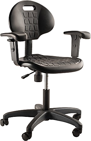 National Public Seating® 6700 Series Kangaroo Polyurethane Task Chair,  With Arms, 16" to 21" Seat Height, Black