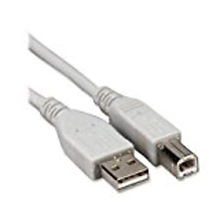 Compucessory USB 2.0 A-B Printer Cables - 10 ft USB Data Transfer Cable - First End: 1 x Type A Male USB - Second End: 1 x Type B Male USB - Gray - 1 Pack