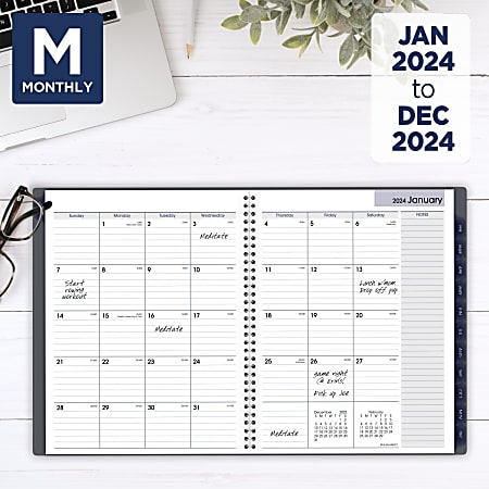 2024 AT A GLANCE Monthly Planner 8 x 10 Black January To December 2024  7013005 - Office Depot