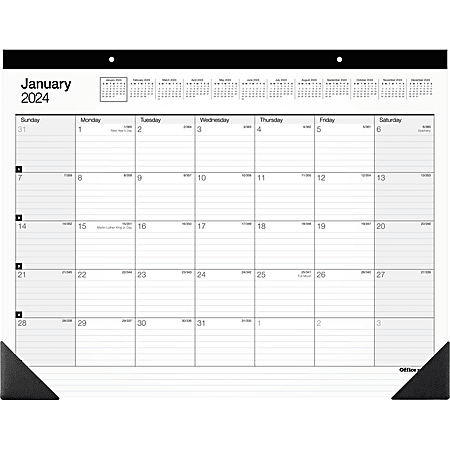 2024 Office Depot Brand Monthly Desk Pad Calendar 21 34 x 17 White January To December 2024 SP24D00 - Office Depot
