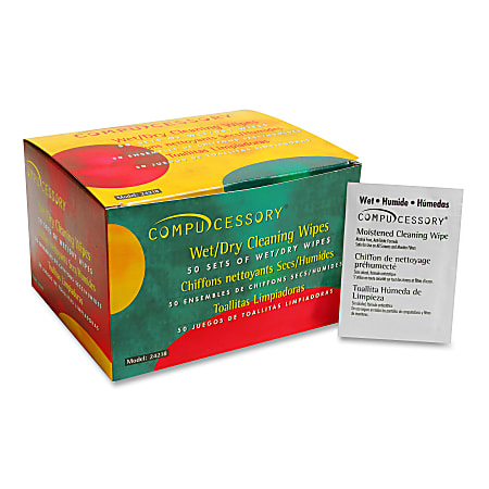 Compucessory CRT Screen Wet/Dry Cleaning Wipes, Box Of 50