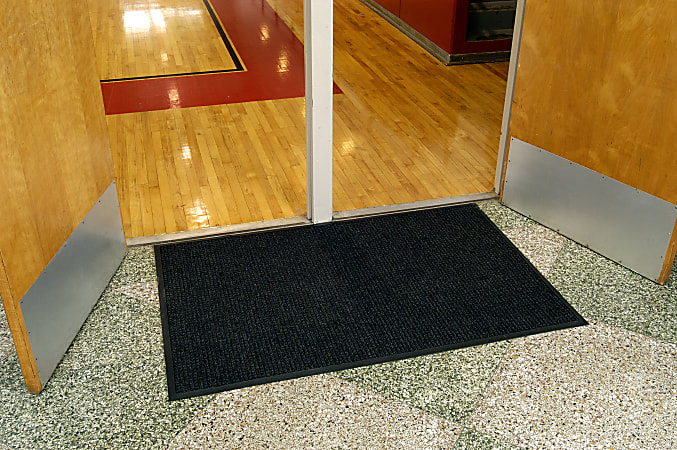 M+A Matting WaterHog Squares Classic Floor Mat, 3' x 5', Charcoal, Universal Cleated Backing