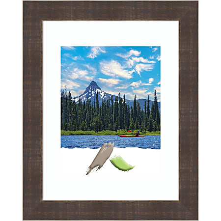 Amanti Art Rectangular Wood Picture Frame, 13” x 16" With Mat, Whiskey Brown Rustic