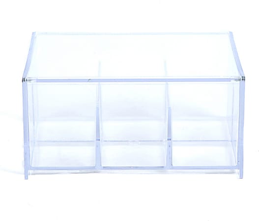 Mind Reader 6-Compartment Acrylic Tea Bag Storage Box, 3-1/2"H x 7-1/2"W x 6-3/4"D, Clear