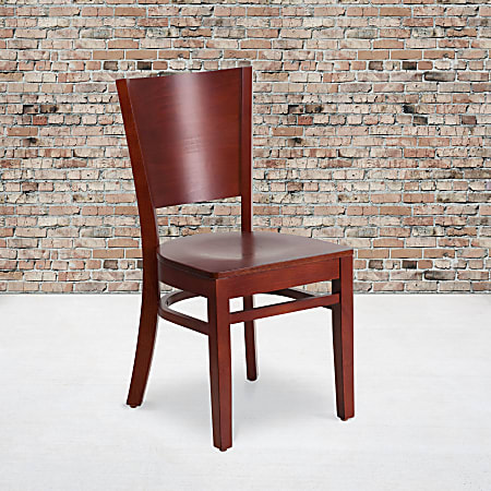 Flash Furniture Solid Back Wood Restaurant Chair, Mahogany Seat/ Mahogany Frame