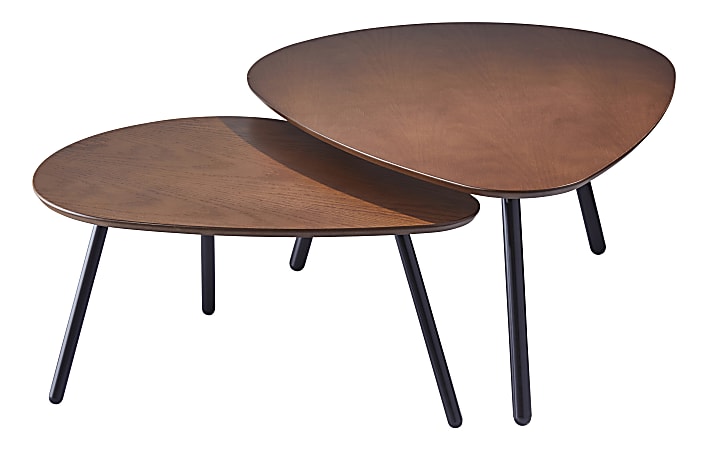 Adesso® Hendrix Nesting Tables, Oval, Walnut Oak/Black, Set Of 2 Tables
