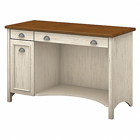 Bush Furniture Fairview 48"W Computer Desk, Antique White/Tea Maple, Standard Delivery