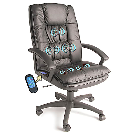 Comfort Products Leather Chair With 5-Motor Massage, 46"H x 25 3/4"W x 26 1/2"D, Black Frame, Black Leather