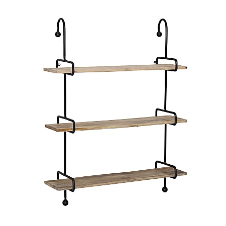 Powell Wheelan Wall Shelf, 39”H x 31”W x 8-1/2”D, Natural/Black