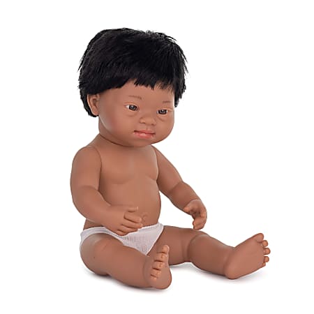 Miniland Educational Anatomically Correct Baby Doll, 15”, Hispanic Boy With Down Syndrome
