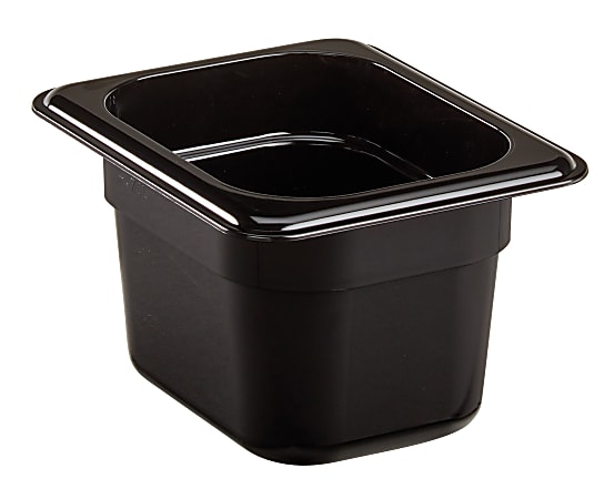 Cambro Camwear GN 1/8 Size 4" Food Pans, 4”H x 4-1/4”W x 6-5/16”D, Black, Set Of 6 Pans