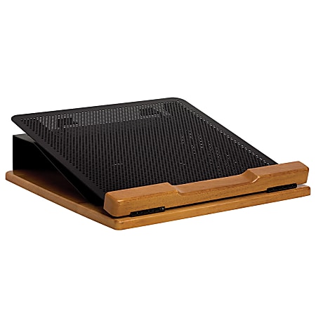 Rolodex® Distinctions™ Punched Metal And Wood Laptop Stand, Black/Cherry
