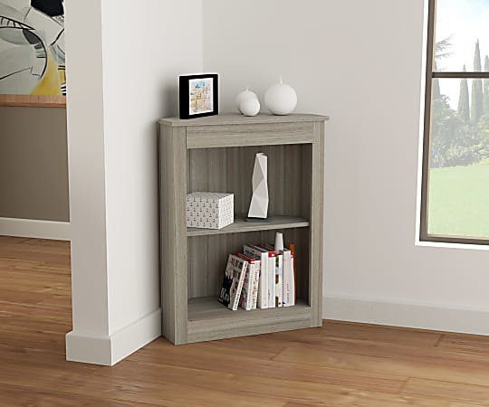 Inval America 32 H 2 Shelf Corner Bookcase Smoke Oak Office Depot