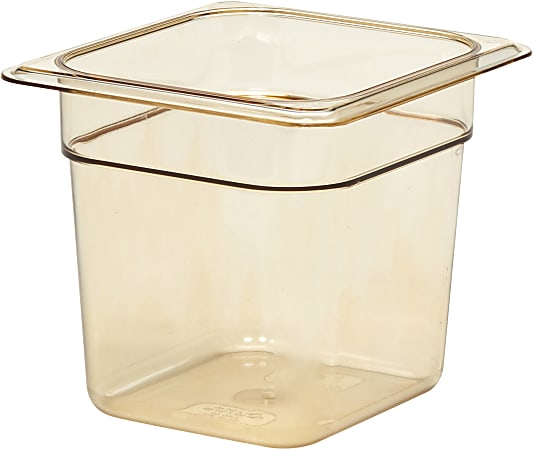 Cambro H-Pan High-Heat GN 1/6 Food Pans, 6"H x 6-3/8"W x 6-15/16"D, Amber, Pack Of 6 Pans