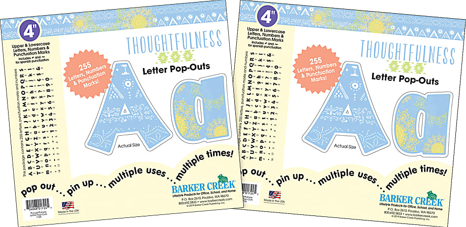 Barker Creek Letter Pop-Outs, 4", Thoughtfulness, 255