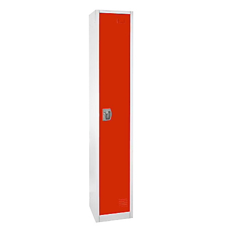 Alpine AdirOffice 1-Tier Steel Locker, 72"H x 12"W x 12"D, Red
