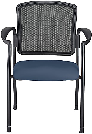 WorkPro® Spectrum Series Mesh/Vinyl Stacking Guest Chair With Antimicrobial Protection, With Arms, Navy, Set Of 2 Chairs, BIFMA Compliant