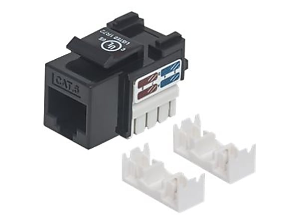 Intellinet Keystone Jack, Cat6, UTP, Punch-down, Black - Modular insert - CAT 6 - UTP - RJ-45 - black