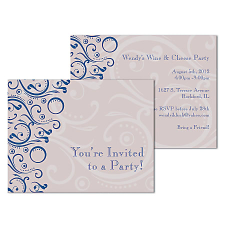 Custom Full-Color Flat Note Card Invitations, 2 Sides,