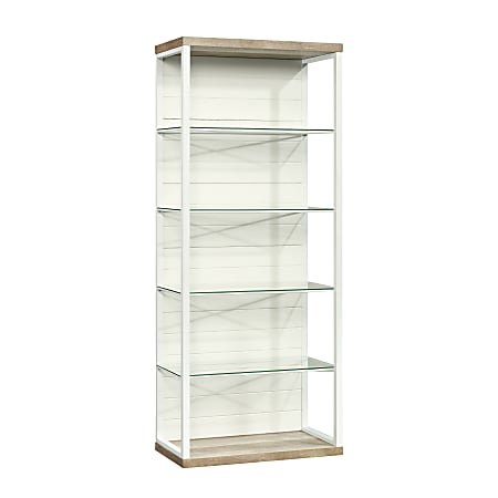 Sauder Cottage Road Tall 5 Shelf Bookcase Lintel OakWhite Office