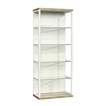 Sauder® Cottage Road Tall 5-Shelf Bookcase, Lintel Oak/White