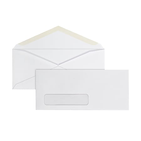 Office Depot® Brand #10 Envelopes, Left Window, 30% Recycled, Gummed Seal, White, Box Of 250