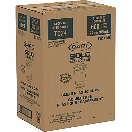 Solo Cup Ultra Clear Plastic Cups 24 Oz Case Of 600 Cups - Office Depot