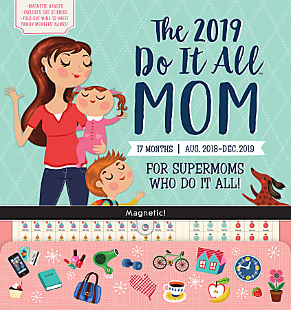 Orange Circle Studio™ Do It All 17-Month Academic Wall Calendar, 12" x 12 7/8", Multicolor, August 2018 to December 2019