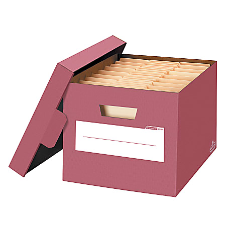 Bankers Box® FastFold™ Stor/File™ 60% Recycled Decorative Storage Boxes, Locking Lift-Off Lid, 17"H x 3 3/4"W x 27 3/4"D, Mocha Brown, Pack Of 4
