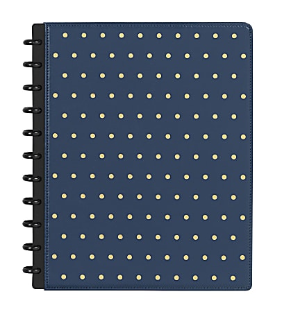 TUL® Discbound Notebook, Letter Size, Narrow Ruled, 60 Sheets, Navy Blue/Gold