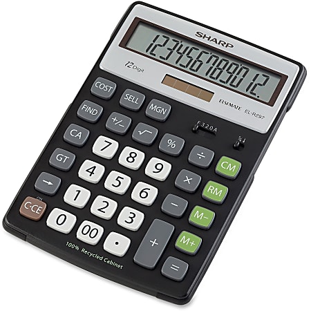 Sharp 12 Digit Executive Eco Calculator EL R297BBK - Office Depot