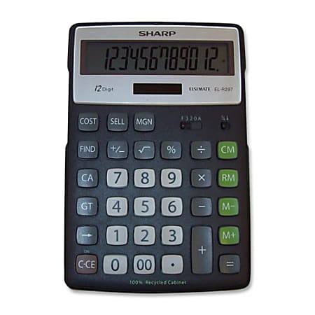 Sharp® 12-Digit Executive Eco Calculator, EL-R297BBK