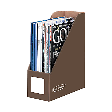 Bankers Box® 60% Recycled Decorative Magazine Files, 12"H x 4 1/4"W x 9 5/8"D, Mocha Brown, Pack Of 6