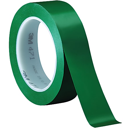 3M™ 471 Vinyl Tape, 3" Core, 1" x 36 Yd., Green, Case Of 36