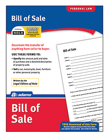Adams® Bill of Sale