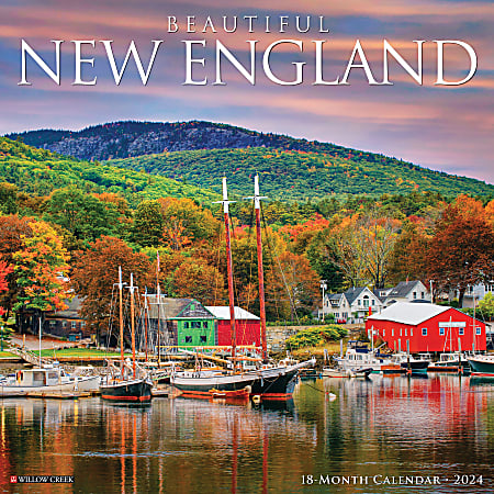 2024 Willow Creek Press Scenic Monthly Wall Calendar, 12" x 12", Beautiful New England, January to December