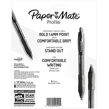 Paper Mate Profile Retractable Ballpoint Pens, Bold (1.4mm), Assorted  Colors, 12 Count