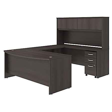 Bush Business Furniture Studio C U Shaped Desk with Hutch and Mobile File Cabinet, 72"W x 36"D, Storm Gray, Standard Delivery