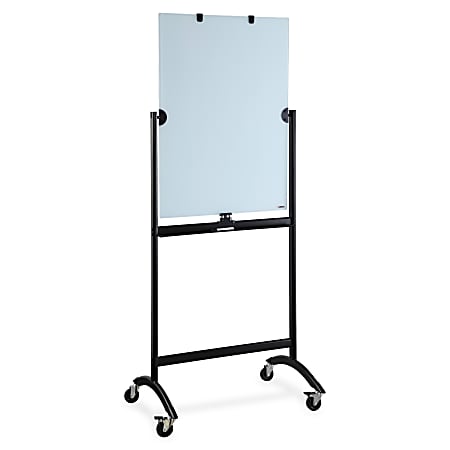 Lorell® Revolving Glass Non-Magnetic Dry-Erase Whiteboard Easel, 27 5/8" x 39 5/16", Metal Frame With Black Finish