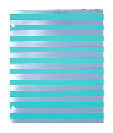 Divoga® Metallic Pop 2-Pocket Folder, 8 1/2" x 11", Teal Foil Stripe Design