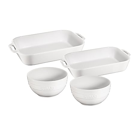 Staub 4-Piece Baking Dish Set, White