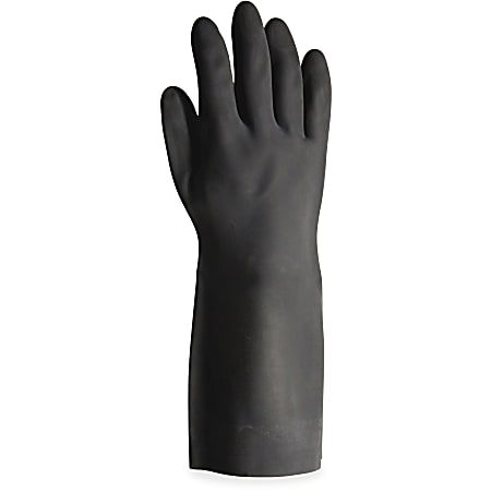 ProGuard Long-sleeve Lined Neoprene Gloves - Chemical, Acid, Oil, Grease Protection - Medium Size - Neoprene - Black - Extra Heavyweight, Long Sleeve, Flock-lined, Embossed Grip, Tear Resistant, Durable, Corrosion Resistance - 72 / Carton