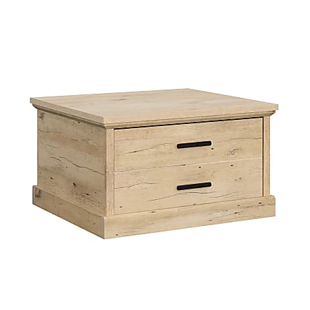 Sauder® Aspen Post Coffee Table With Large Drawer And Shelves, 19”H x 32-1/4”W x 29-1/2”D, Prime Oak®