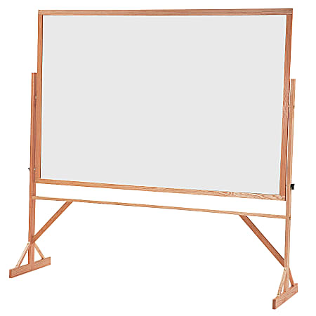 Quartet® Reversible Porcelain Dry-Erase Boards With Oak Wood Frame (Casters Sold Separately), 48" x 72", White