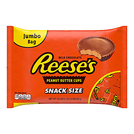 Reeses Snack Size Peanut Butter Cups 19.5 Oz Bag - Office Depot
